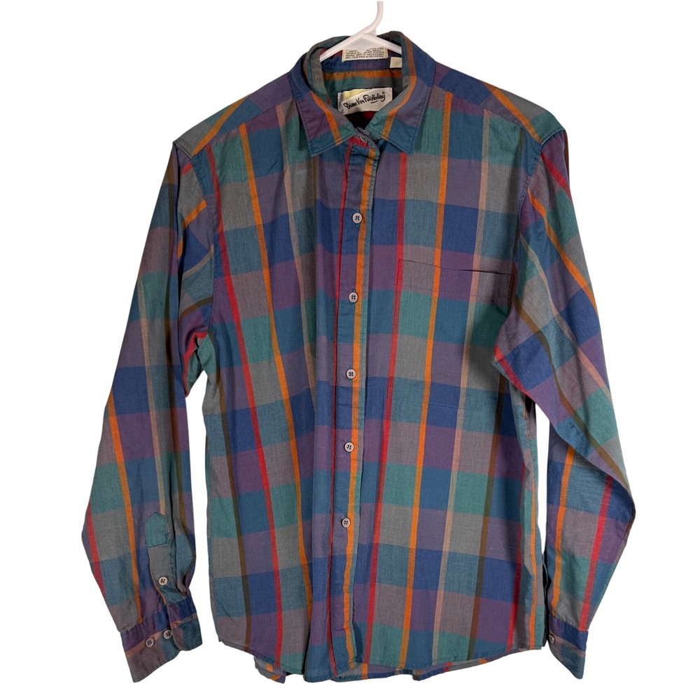 Vintage DVFDiane Von Furstenberg Plaid Button Down Shirt Size 12 Blouse